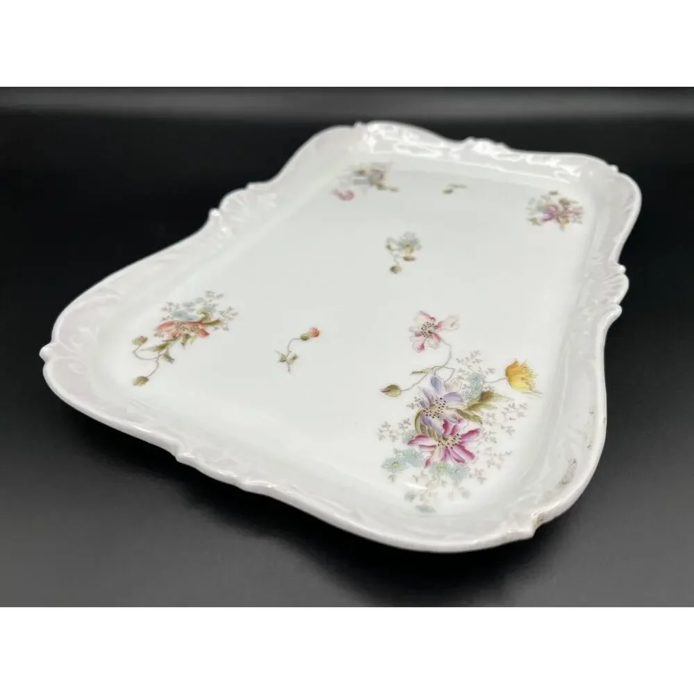 Dresden Germany 11.5” x 8” Porcelain Floral Rectangle Vanity Tray